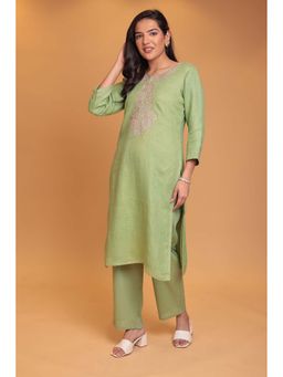 Zari Jaipur - Green Embroidery Kurta & Pant (Set of 2)
