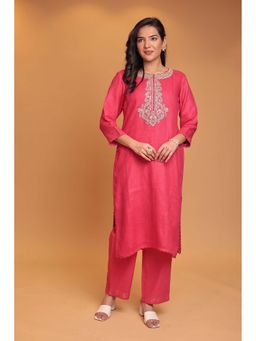 Zari Jaipur - Pink Embroidery Kurta & Pant (Set of 2)