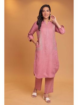 Zari Jaipur - Pink Embroidery Kurta & Pant (Set of 2)