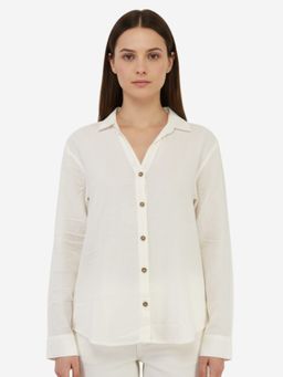 Bonjour - Women's Linen Blend Ivory Shirt