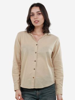 Bonjour - Women's Linen Blend Beige Shirt