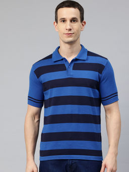 Pierre Carlo - Blue Cotton Knitted Polo T-Shirt