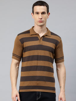 Pierre Carlo - Brown Cotton Knitted Polo T-Shirt
