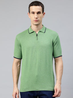 Pierre Carlo - Green Cotton Knitted Polo T-Shirt