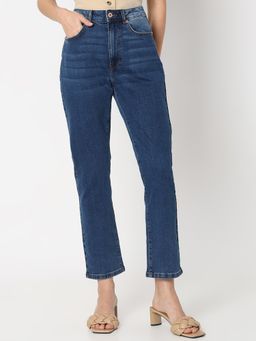 VERO MODA - Blue High Rise Straight Fit Jeans
