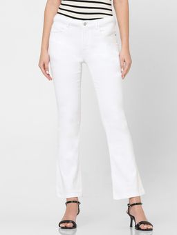 VERO MODA - White Mid Rise Bootcut Jeans