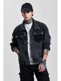 Snitch - Charcoal Grey Solid Full Sleeves Relaxed Casual Jacket for Men