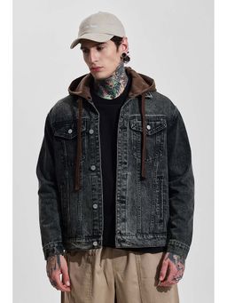 Snitch - Black Distressed Full Sleeves Relaxed Casual Jacket for Men
