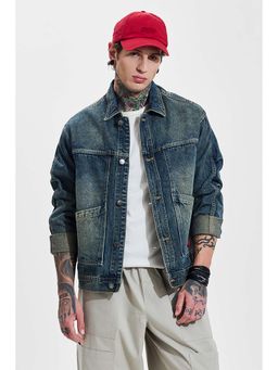 Snitch - Dark Blue Full Sleeves Relaxed Casual Jacket for Men