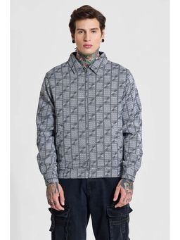 Snitch - Grey Geometric Full Sleeves Relaxed Casual Jacket for Men