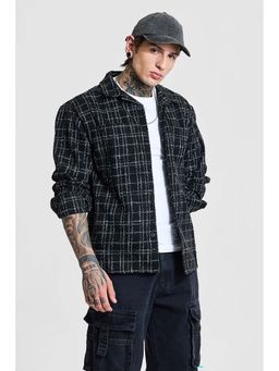 Snitch - Black Checkered Full Sleeves Relaxed Casual Jacket for Men