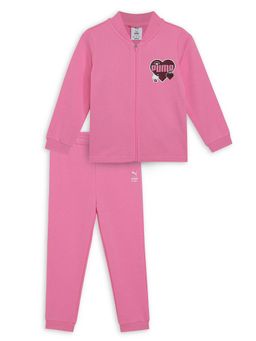 Puma - Girls Pink Solid/Plain Pant & Jakcet