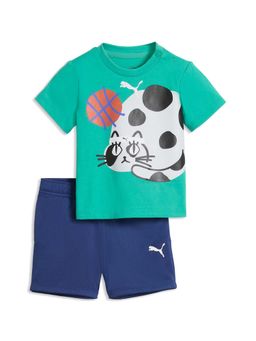 Puma - Unisex Green Printed T-Shirt & Short