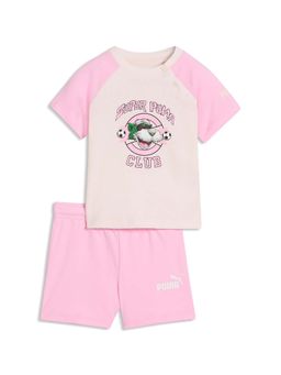 Puma - Unisex Pink Printed T-Shirt & Short