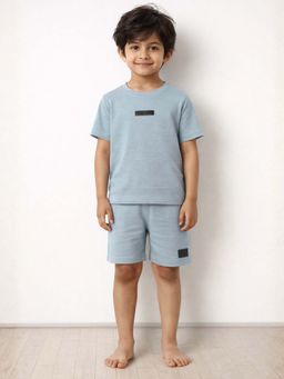 ANTHRILO - Boys White Solid/Plain T-Shirt & Short