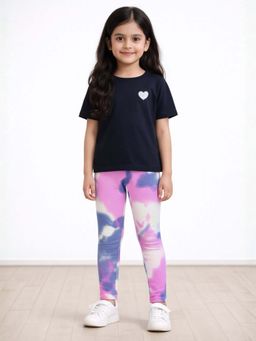 ANTHRILO - Girls Black Tie & Dye T-Shirt & Legging