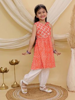 BownBee - Girls Orange Woven Kurta & Salwar