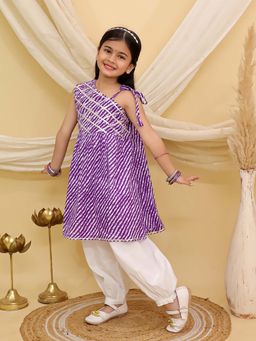 BownBee - Girls Purple Woven Kurta & Salwar