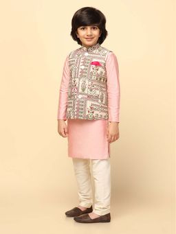 KISAH - Boys Multi-Color Embroidered Kurta With Pajama & Jacket