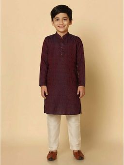 KISAH - Boys Magenta Embroidered Kurta & Pyjama