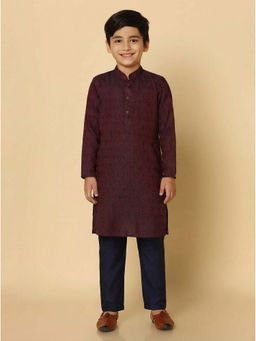 KISAH - Boys Magenta Embroidered Kurta & Pyjama