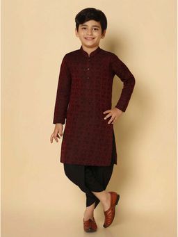 KISAH - Boys Maroon Embroidered Kurta & Dhoti