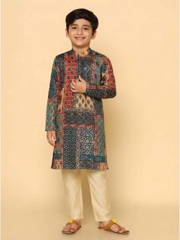 KISAH - Boys Multi-Color Printed Kurta & Pyjama
