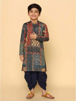 KISAH - Boys Multi-Color Printed Kurta & Dhoti