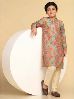 KISAH - Boys Multi-Color Printed Kurta & Pyjama