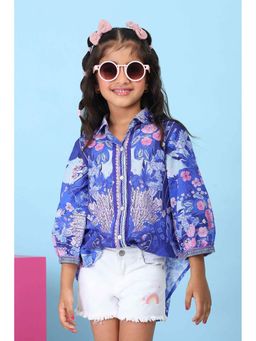 Biba - Girls Blue Printed Shirt