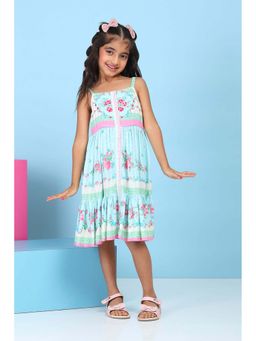 Biba - Girls Blue Floral Knee Length Dress