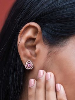 Shaya by CaratLane - Peony Dew Earrings In Rose Gold Plated 925 Silver