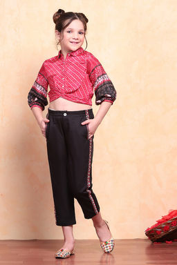 Biba - Red Printed Viscose Blend Shirt and Pant