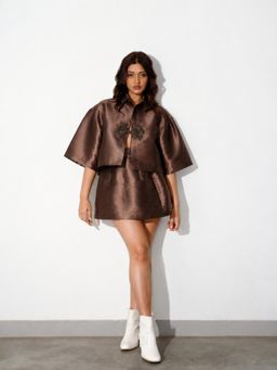 Maison 9002 - Brown Lewis Skirt with Jacket