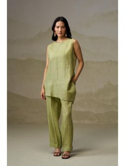 Naseebo - Olive Green Asymmetrical Co-Ord Set