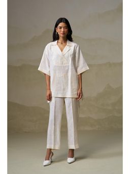 Naseebo - White Cloud Dancer Collared Co-Ord Set