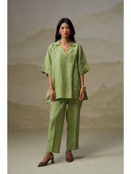 Naseebo - Olive Green Collared Co-Ord Set