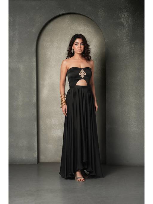 Buy The Black Sheep Collective Black Swan Tube Dress with Cape (XS) Online