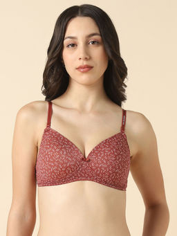 Van Heusen - Women Solid Wireless Full Coverage Padded T-Shirt Bra Rust