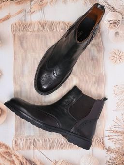 Cobblerz - Men Coffee Brown Mid-Top Brogues Boots