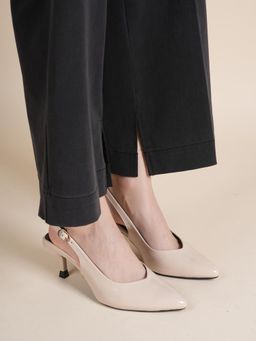 Drop Bold - Cream Pointed Toe Slingback Stilettos Heels For Women