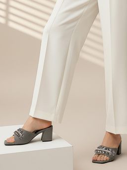 Iconics - Women Grey Block Heels