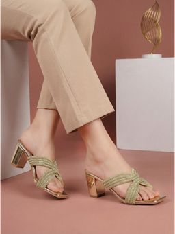 Iconics - Women Gold Block Heels