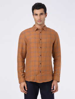 Pepe Jeans - Brown Check Linen Shirt