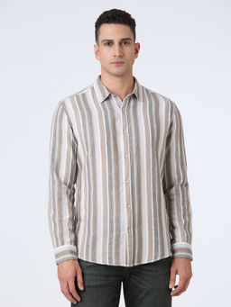 Pepe Jeans - Beige & White Vertical Stripe Shirt