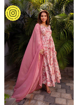 Bhavini Paris - Rasika Pink Anarkali Kurta with Pant and Dupatta (Set of 3)