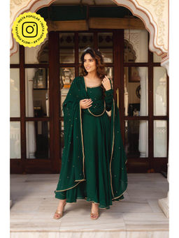 Bhavini Paris - Madana Green Anarkali Kurta with Pant and Dupatta (Set of 3)