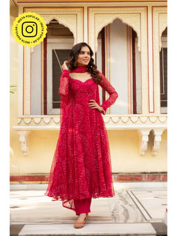 Bhavini Paris - Dhani Pink Anarkali Kurta with Pant and Dupatta (Set of 3)