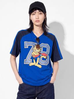 max - Blue Women Oversized Garfield Printed T-shirt