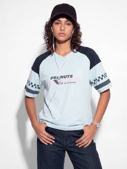 max - Blue Women Boxy Snoopy Printed T-shirt